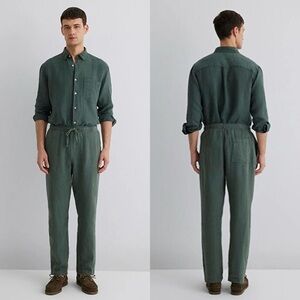 Mavi Men’s 100% Linen Drawstring Relaxed Pants in Urban chic green Size Large
